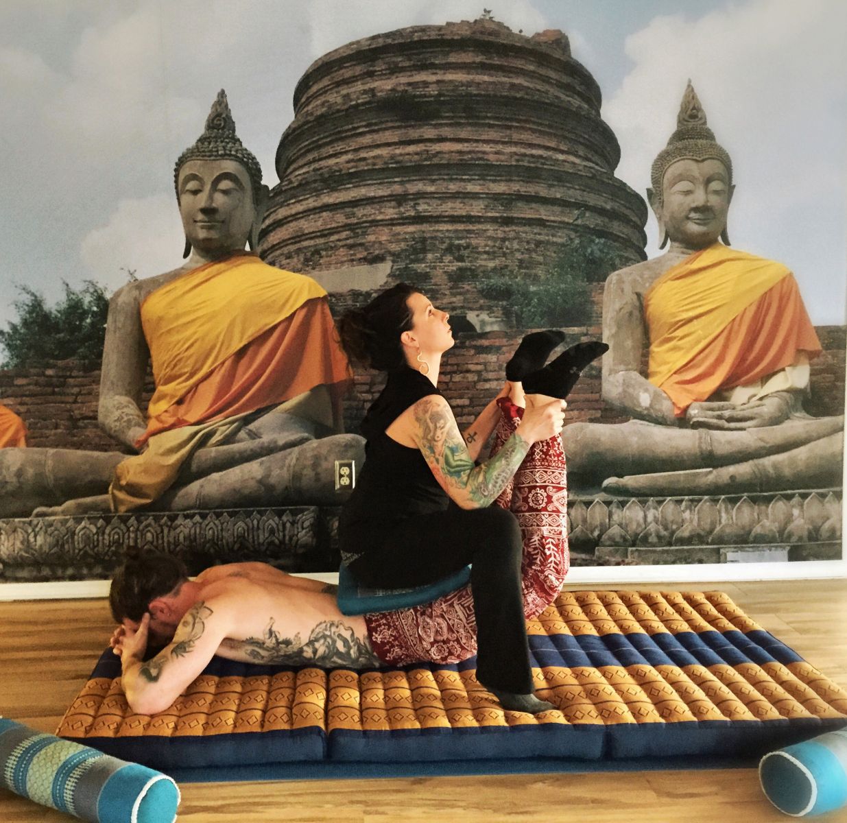 Christa Sperry, RMP performs Thai Massage.